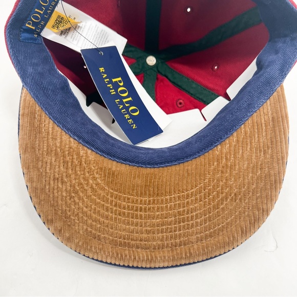 POLO RALPH LAUREN Logo Twill Flat Bill Baseball Ball Cap Hat, WINE, NAVY - Picture 11 of 15